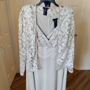 Formal Beige Long Dress with Lace Jacket